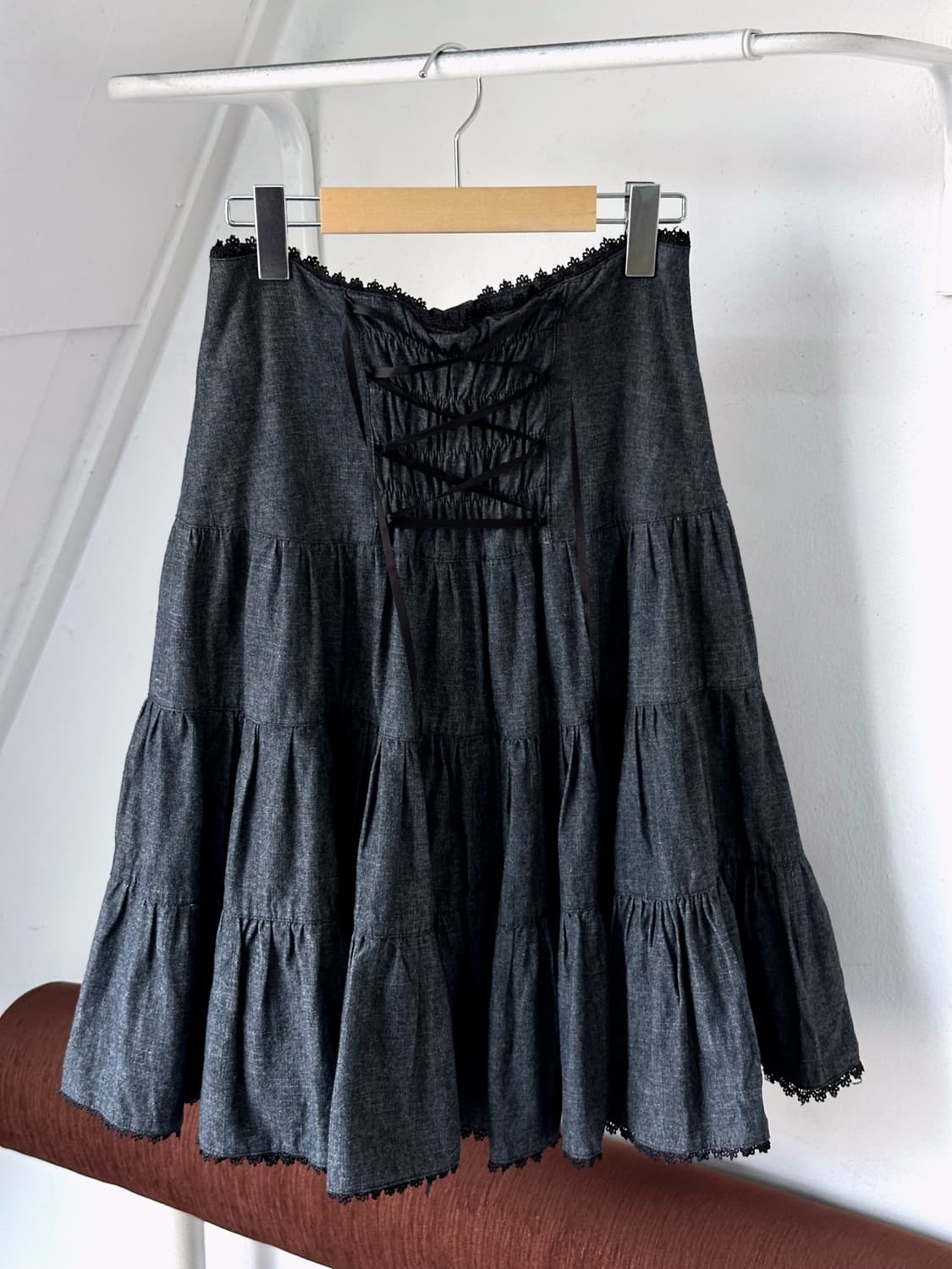 Cotton indigo shirred design 2way skirt 상품이미지5