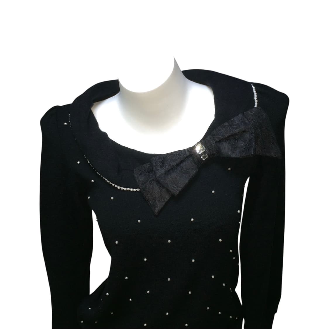 세실맥비 레이스 리본 진주 카라 니트 달천 상품이미지1