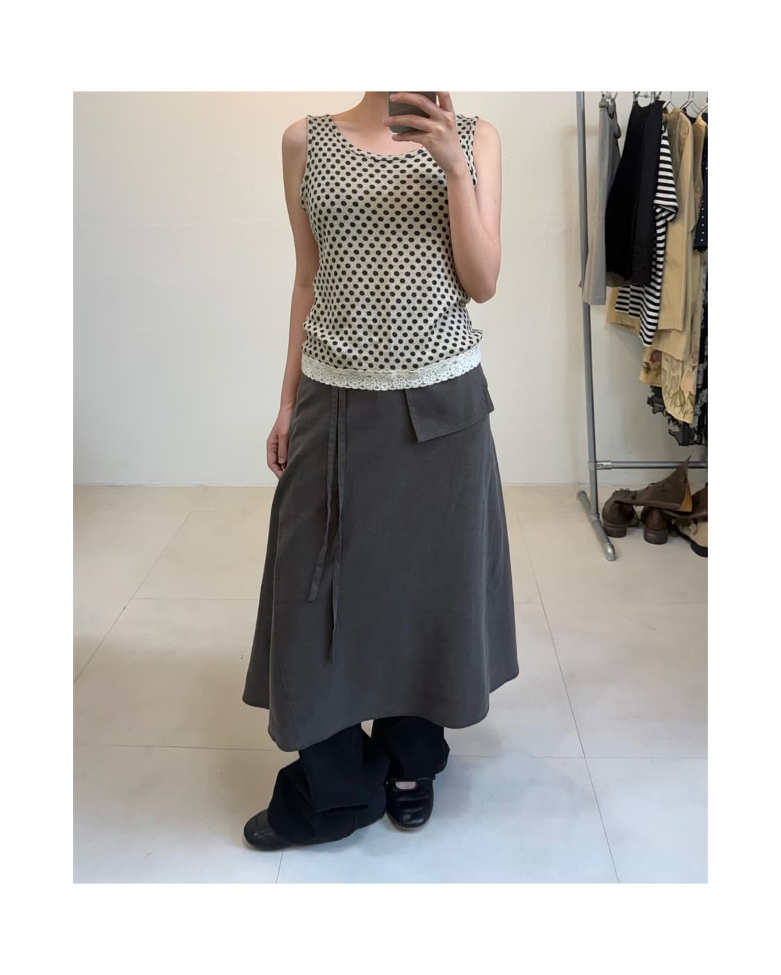 빈티지 도트 슬리브리스 상품이미지4