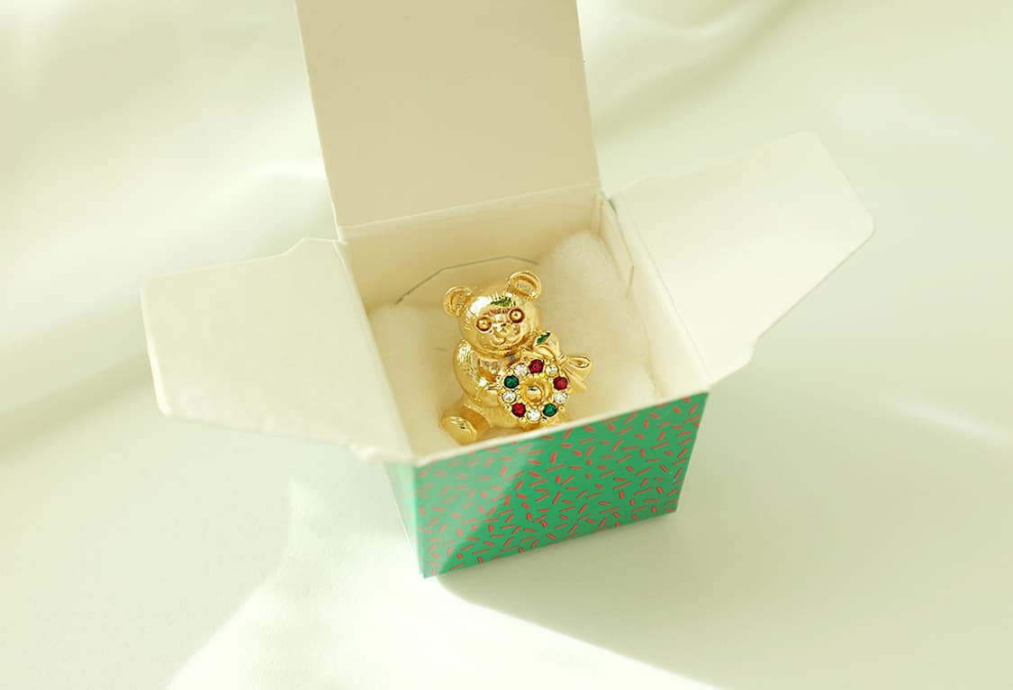 1990년대 Avon 크리스마스 테디베어 빈티지 브로치 상품이미지2