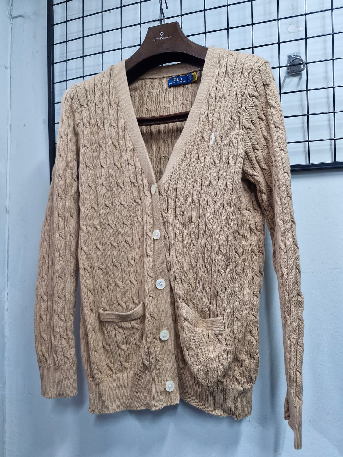 100L/77 폴로랄프로렌 케이블 니트 가디건 베이지 상품이미지3