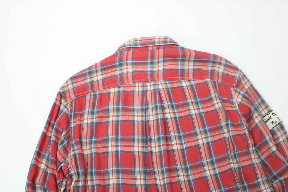 BACK NUMBER 백넘버 빈티지 캘리포니아 레터링 체크 워크 셔츠 상품이미지9