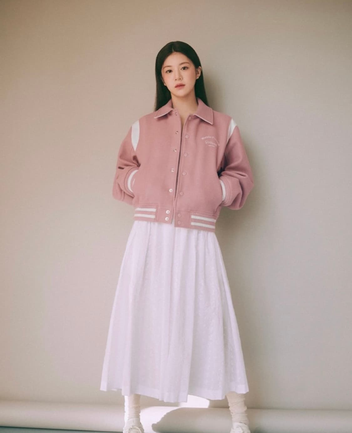 마리떼 프랑소와 저버 체인 로고 바시티 자켓 핑크 상품이미지2