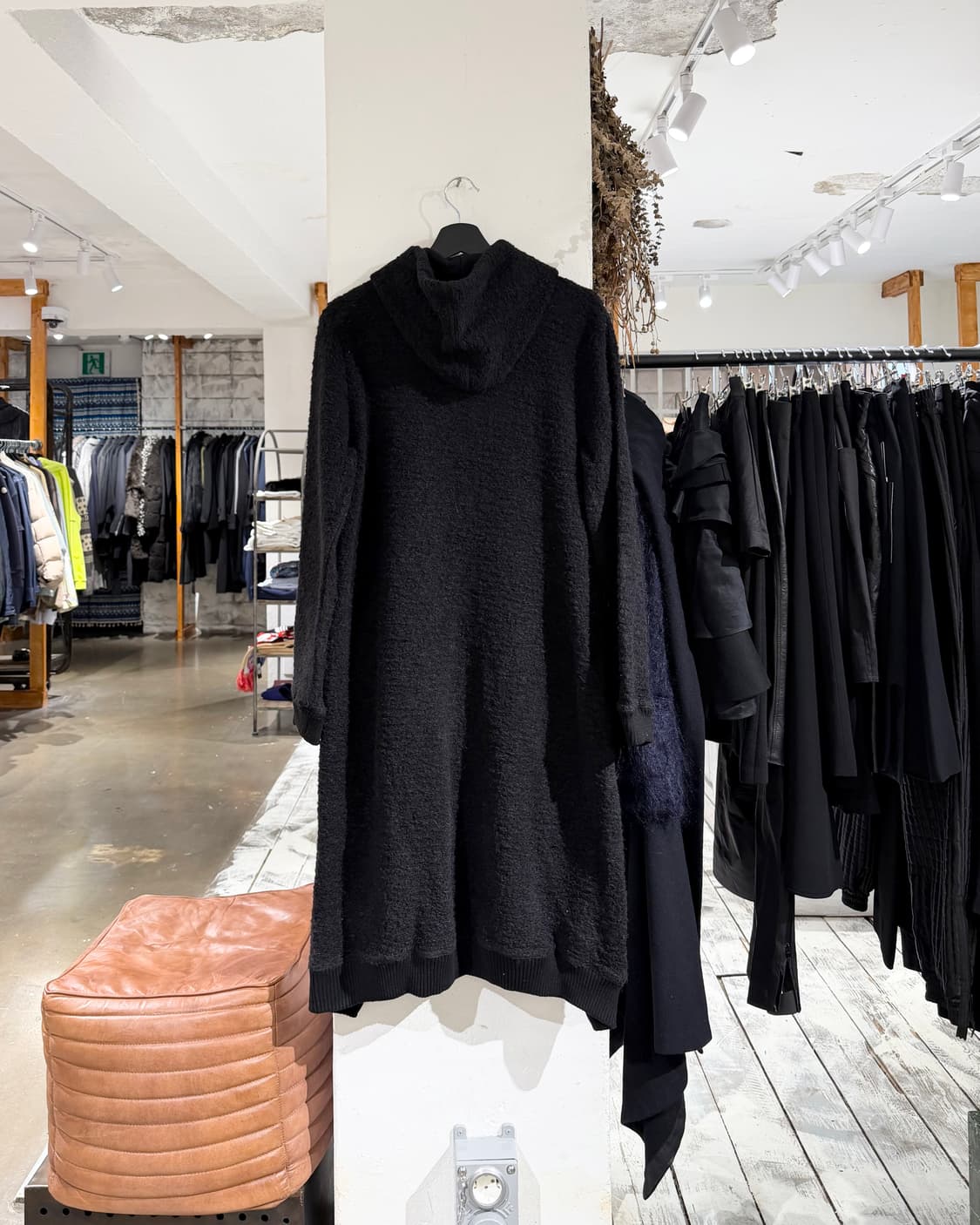 디젤 블랙 테디 플리스 후드 롱 코트  상품이미지7