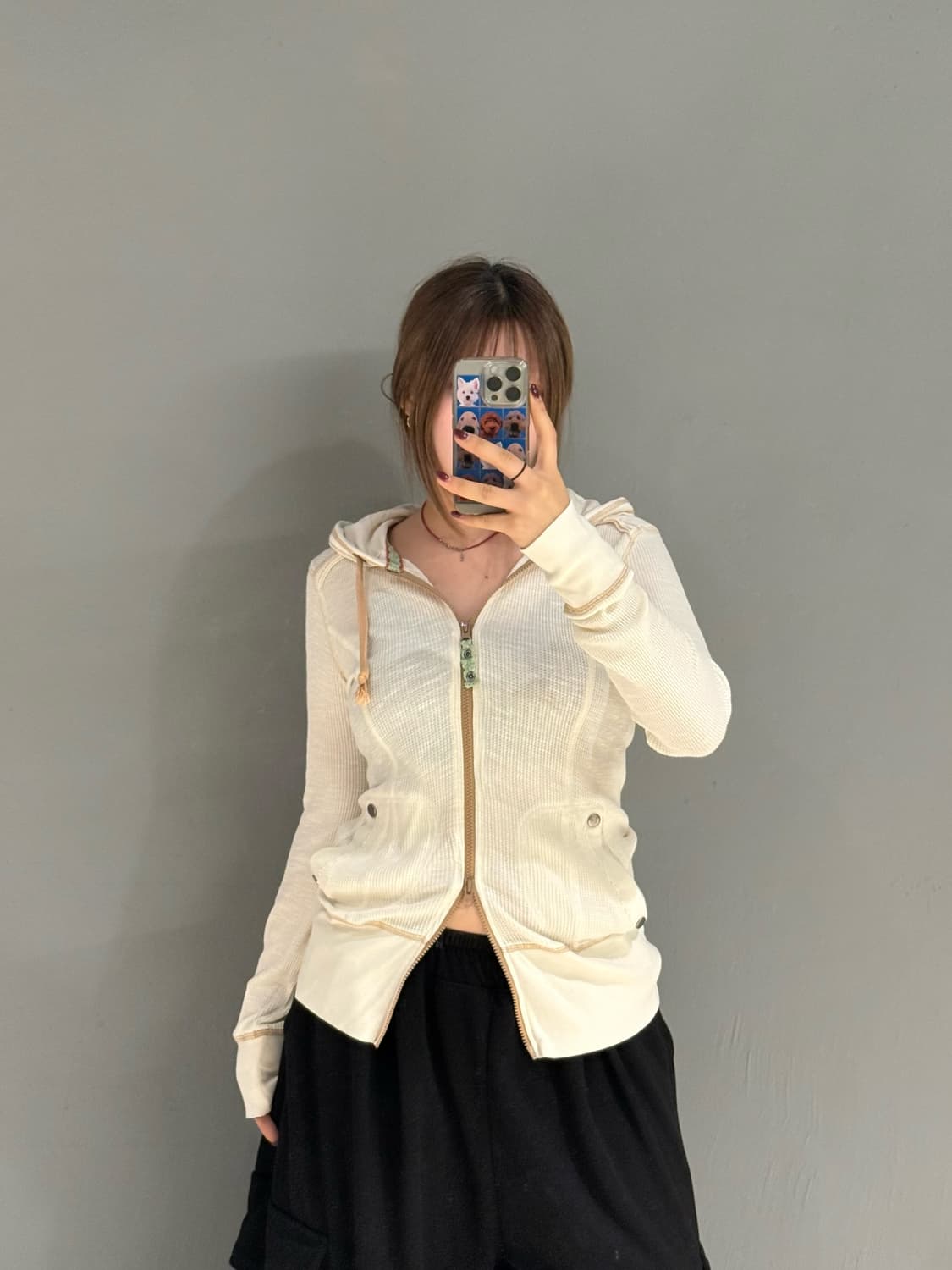 back number waffle 2-way hood zip-up 상품이미지1