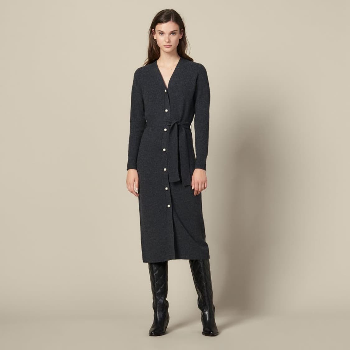 산드로 그레이 울 니트 원피스 36 상품이미지1