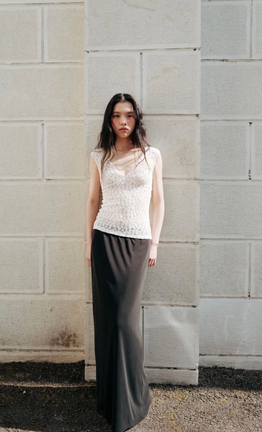 모노하 레이스 져지 브이넥 탑 monoha lace top 상품이미지2