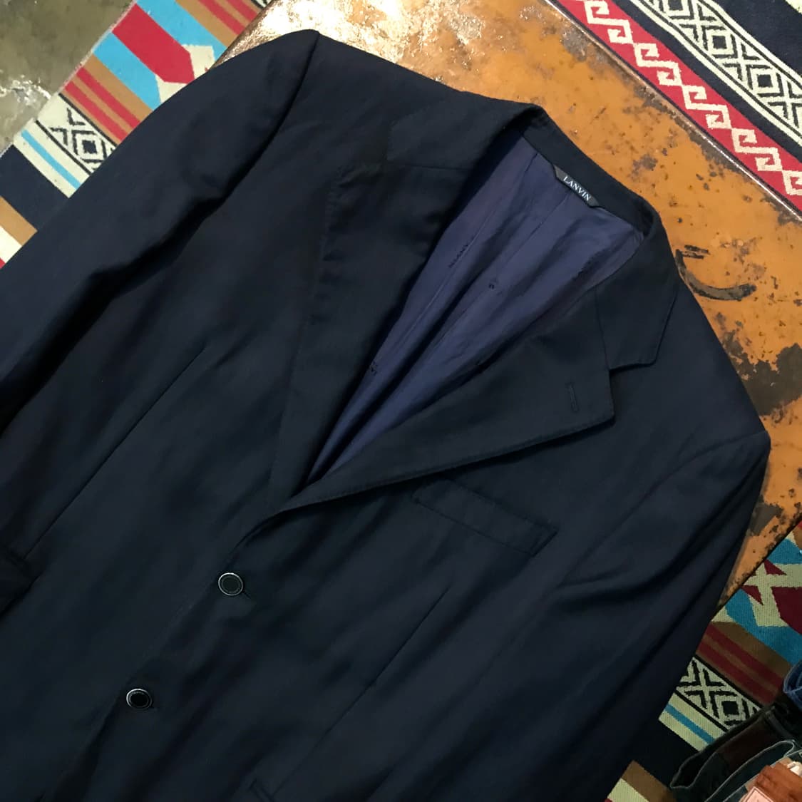 랑방 퓨어 캐시미어 네이비 투버튼 블레이저 남성 105 사이즈  상품이미지2