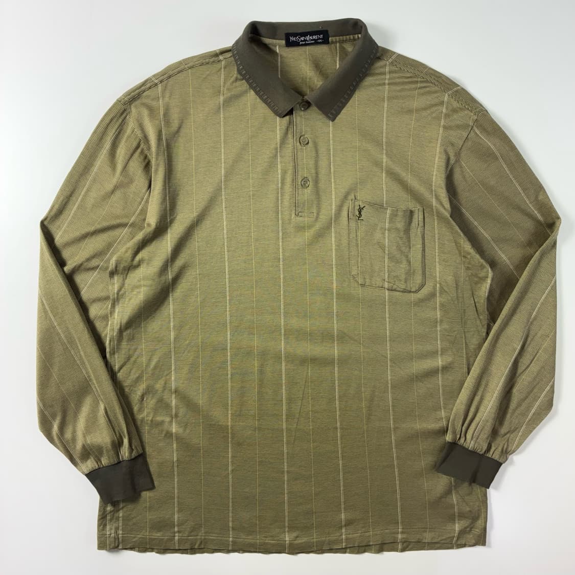 YSL  입생로랑 뿌르옴므 자수 코튼 올리브카키 카라 티셔츠  상품이미지1