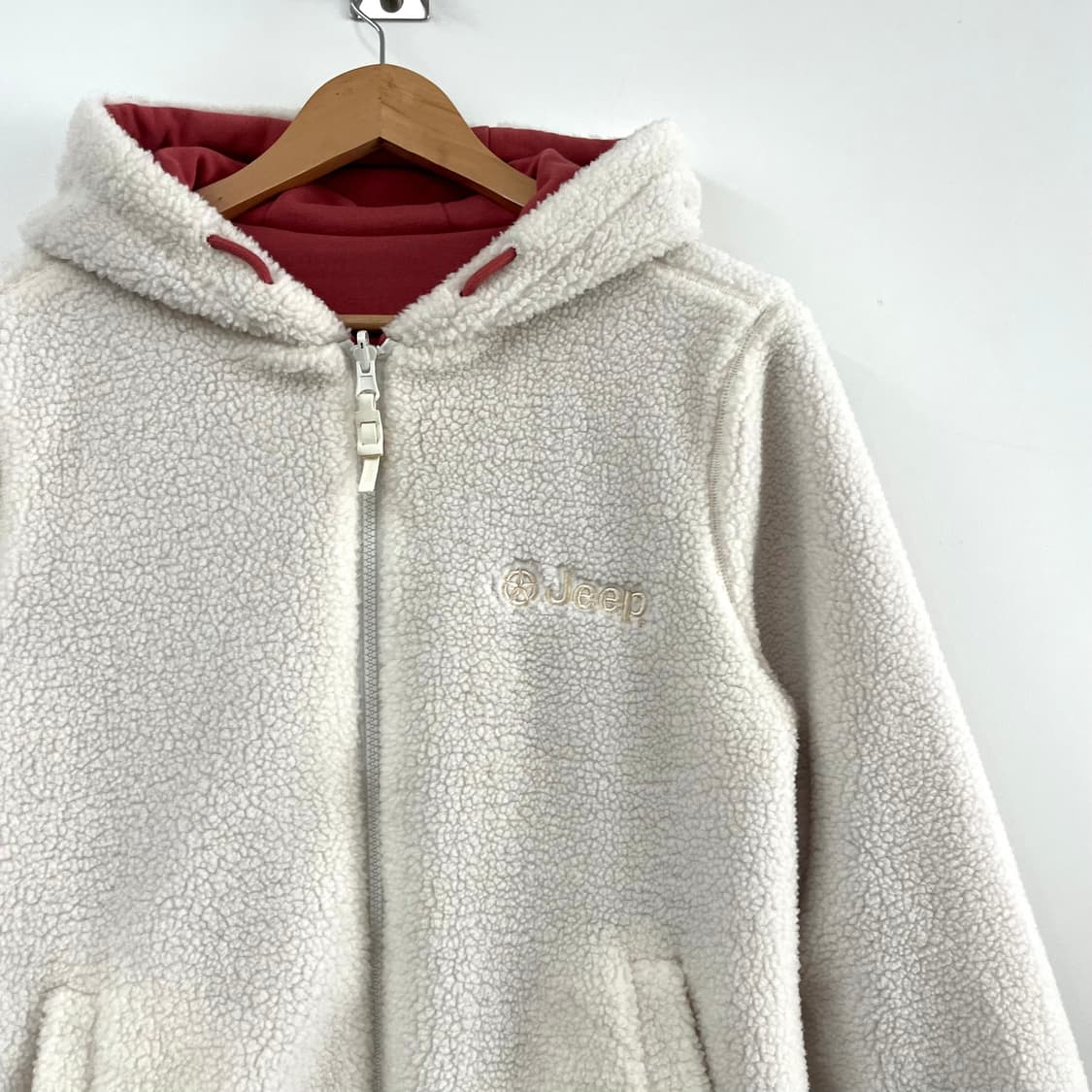 지프 리버시블 핑크 양털 뽀글이 양면 플리스 후드집업 상품이미지5