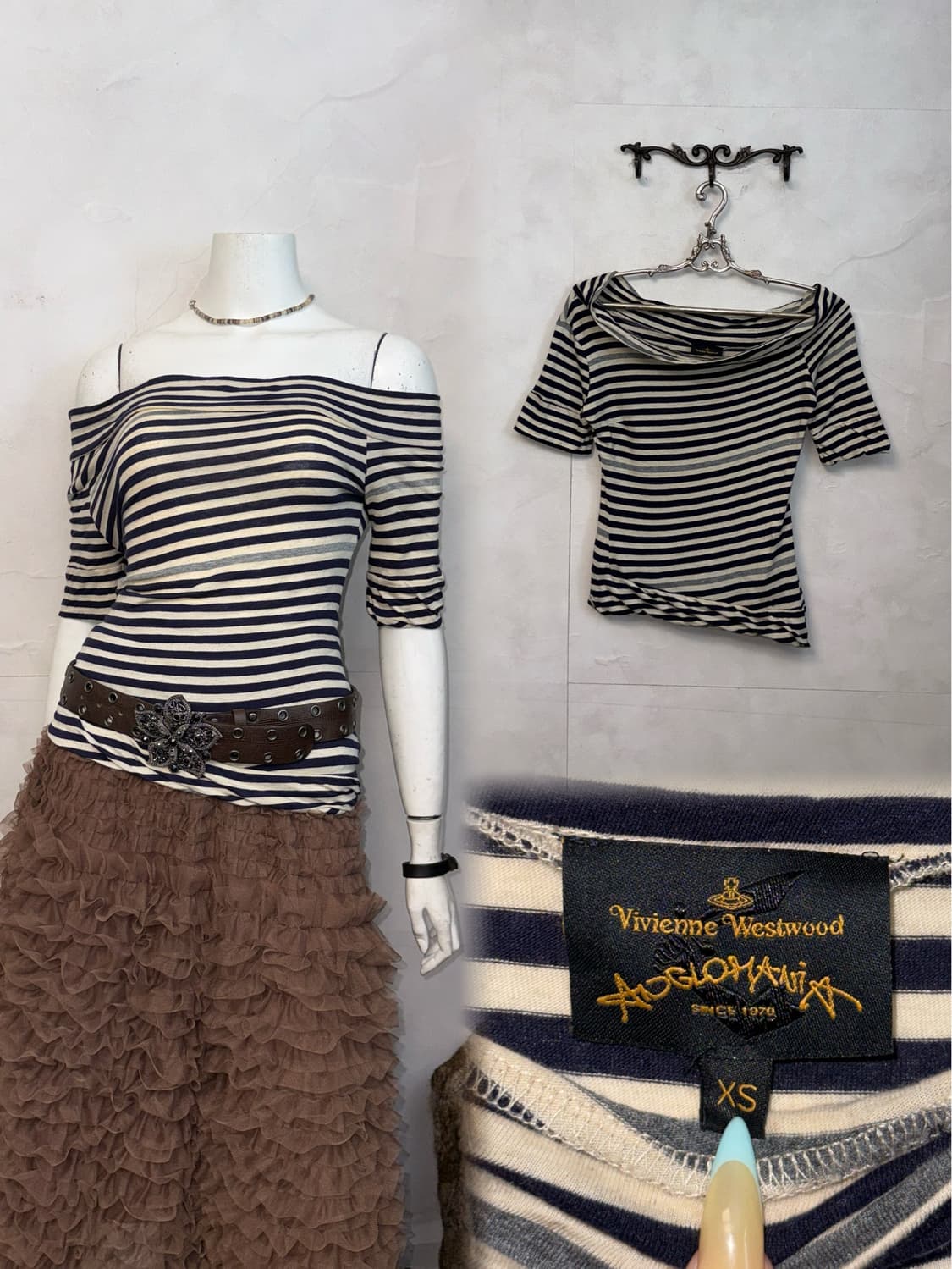 Vivienne Westwood stripe cowl 오프숄더 t 상품이미지1
