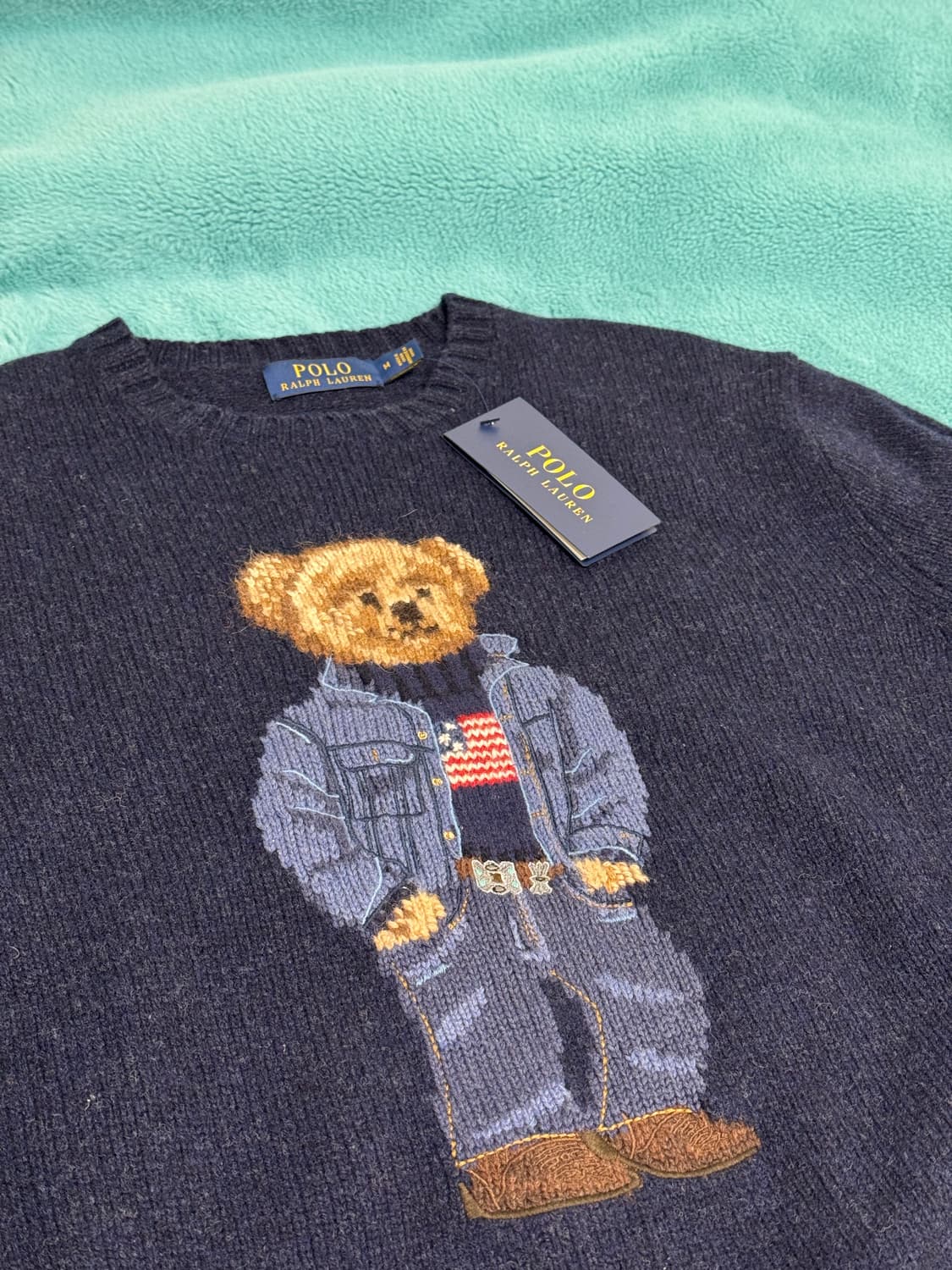 폴로 성조기 베어 니트 M 새상품 상품이미지4