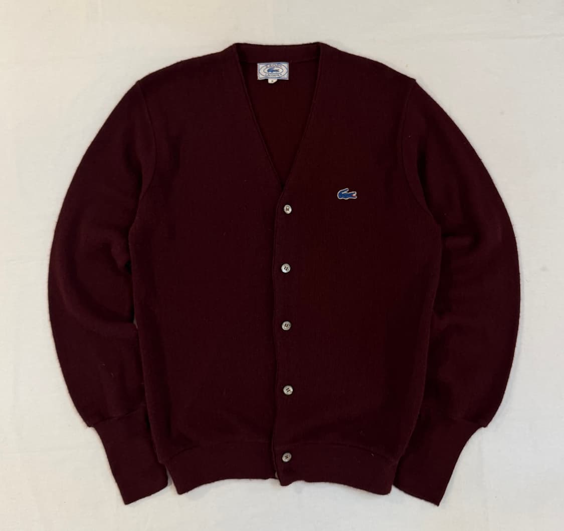 70s IZOD 라코스테 아카이브 버건디 아크릴 가디건 상품이미지1