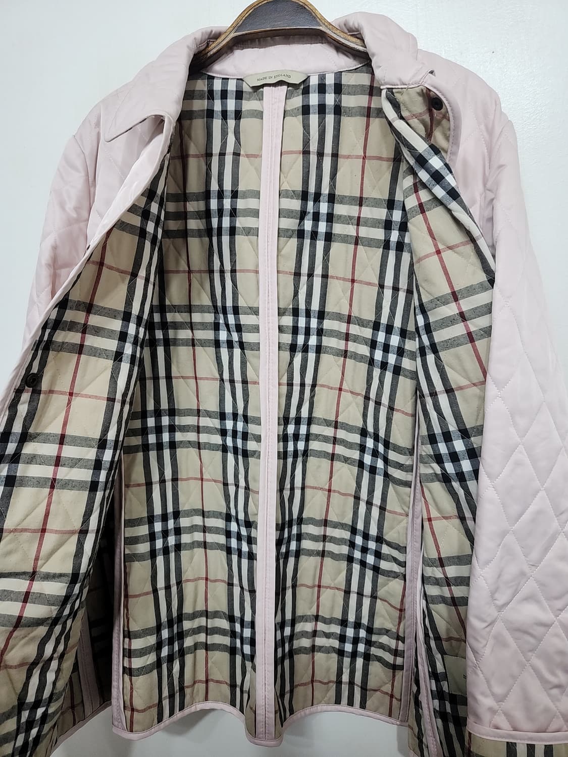 (XL) 버버리 퀼팅자켓 핑크 누빔점퍼 안감노바체크 영국판  상품이미지6