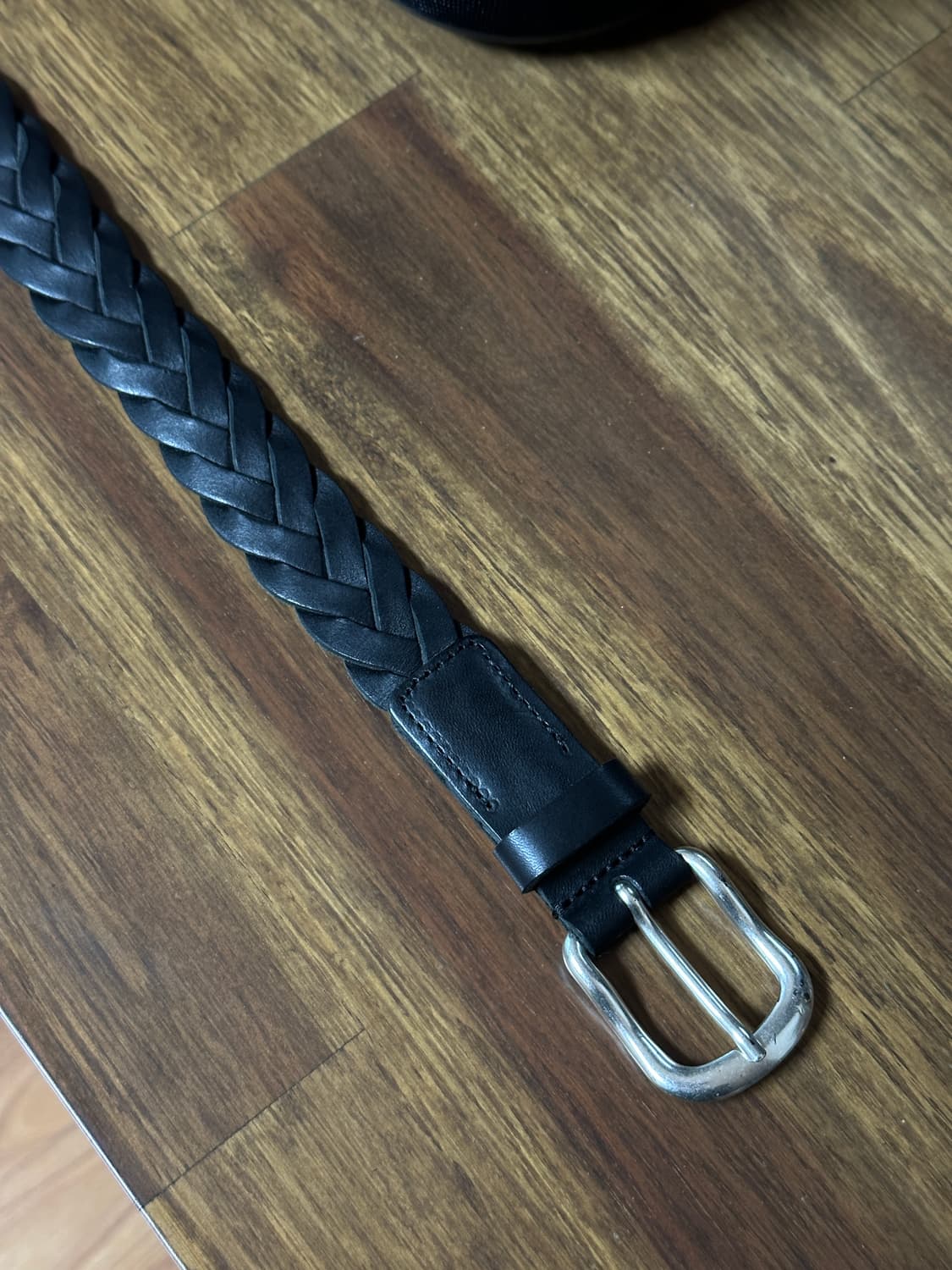 [1회착용] 마시모두띠 이태리 메이드 소가죽 위빙 벨트 블랙 상품이미지3