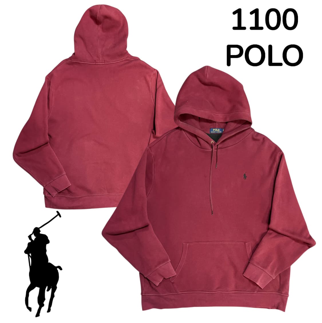 폴로 랄프로렌 버건디 오버핏 후드티 XL 상품이미지1