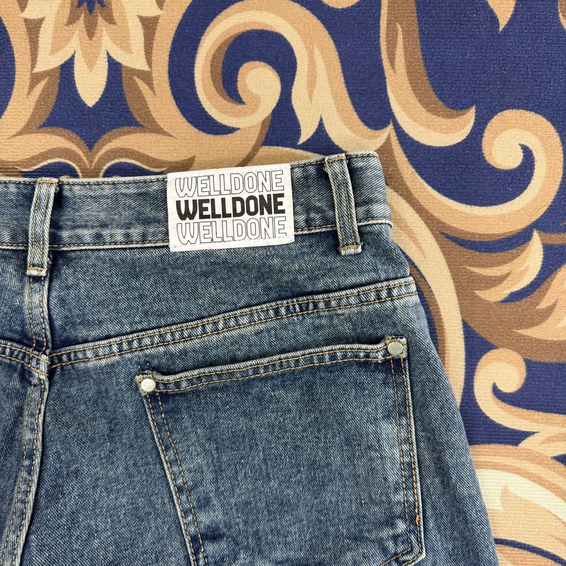 (L)웰던 WELLDONE 중청 더블니 데님팬츠 상품이미지6
