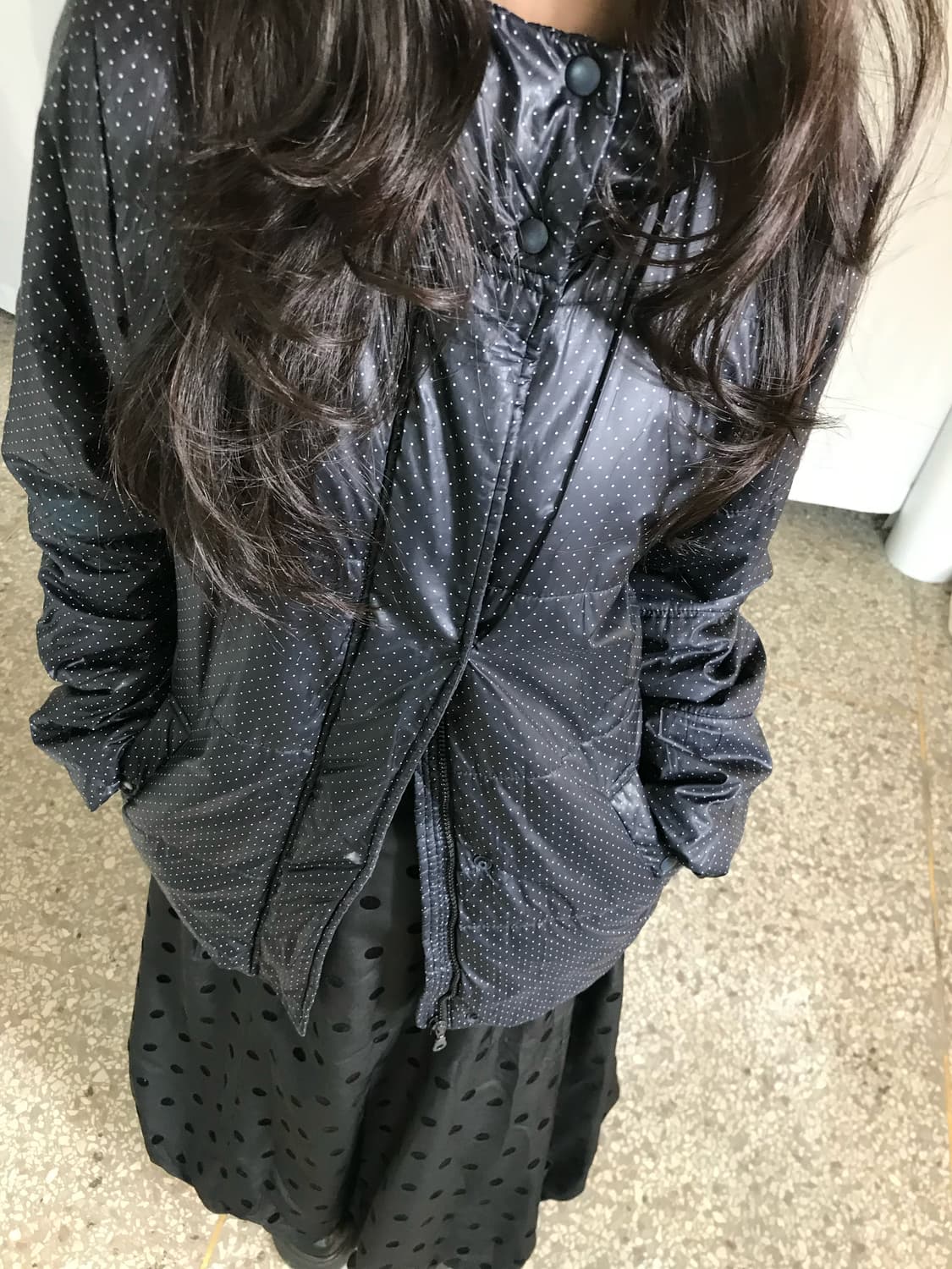 블랙 도트 패딩자켓 상품이미지2