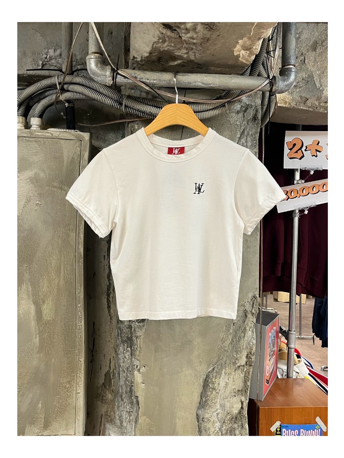 우알롱 크롭 반팔티 화이트 S #csz3742 상품이미지1