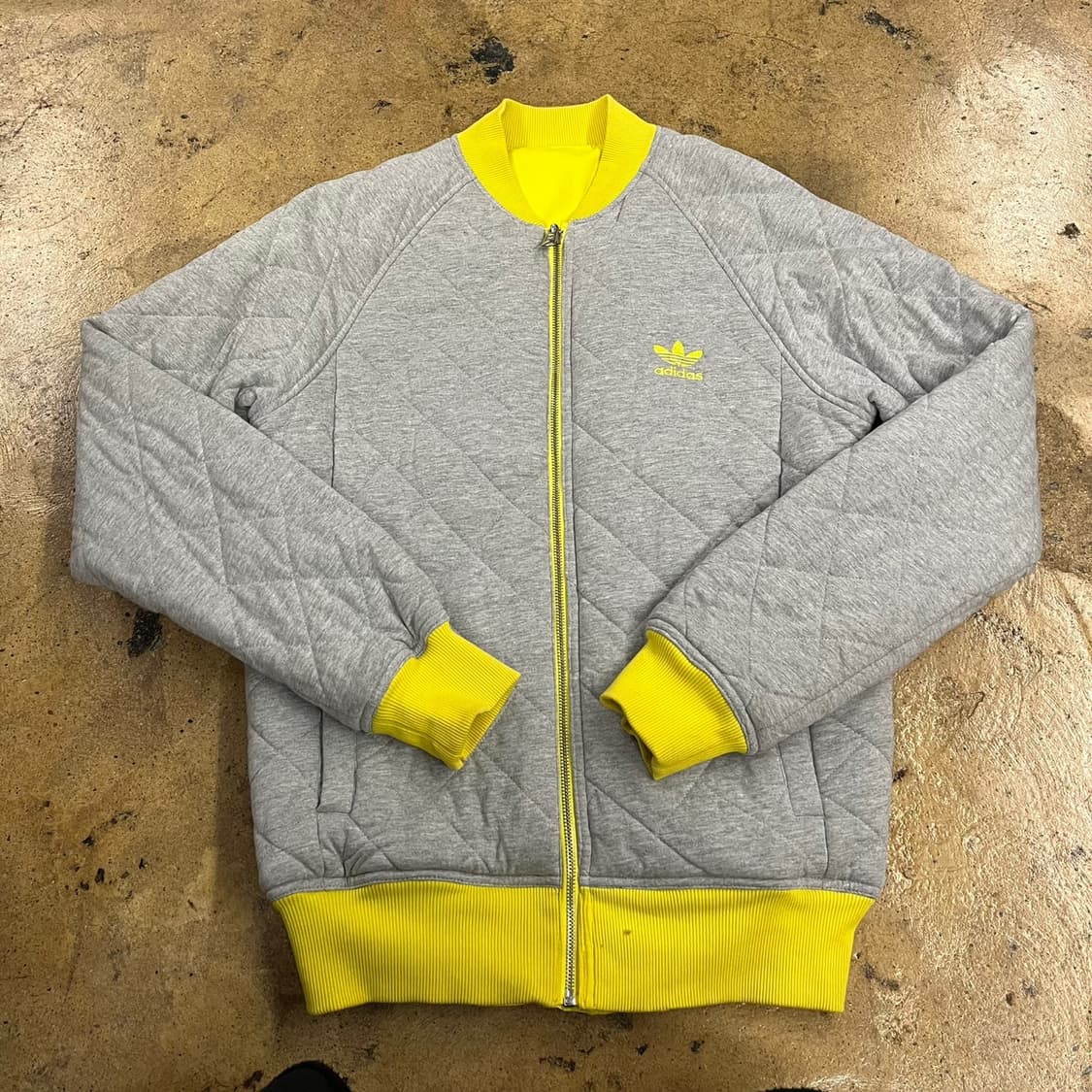 [정품/100] 아디다스 양면 퀼팅 자켓 회색 노란색 b16 상품이미지2