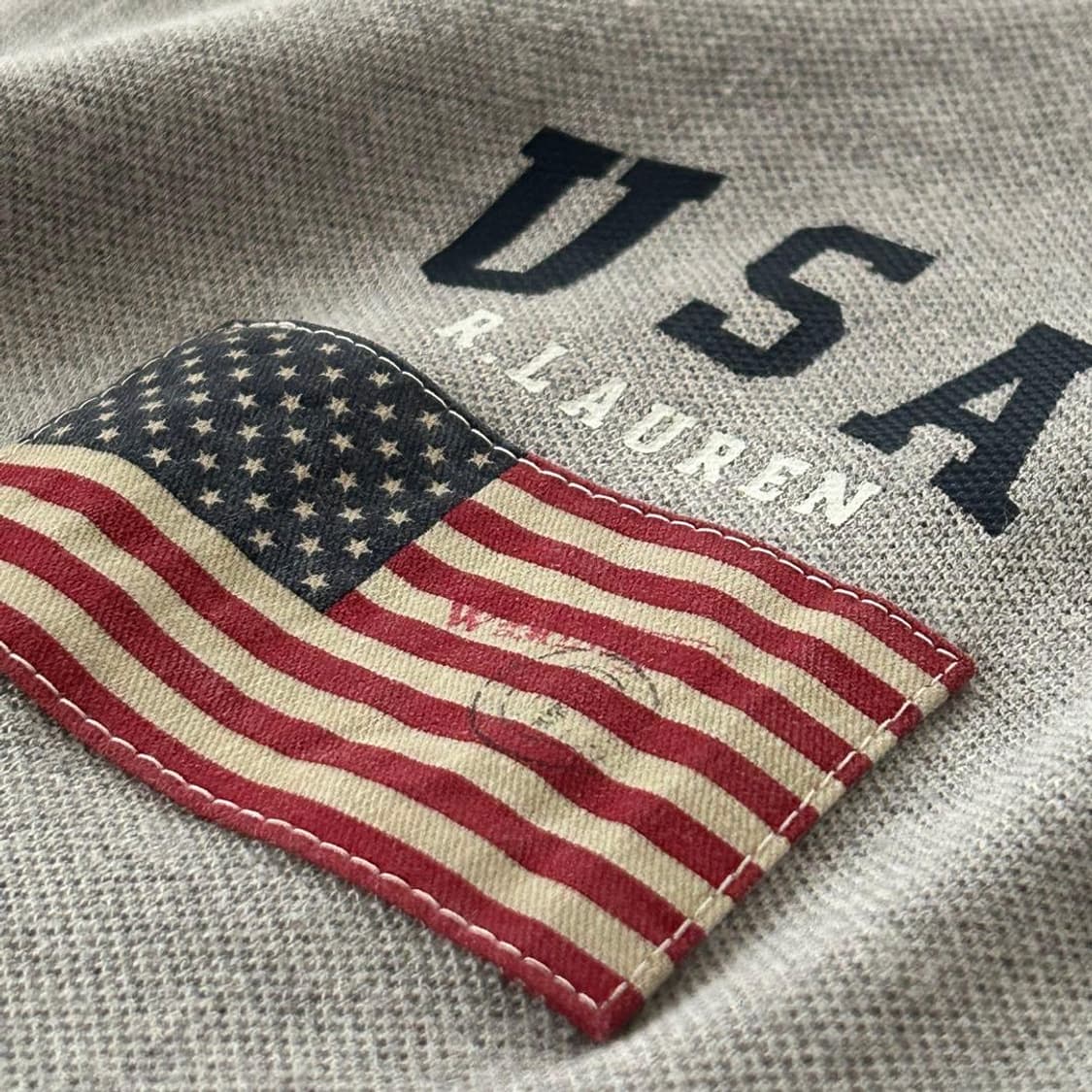 폴로 랄프 로렌 빅포니 USA 성조기 패치 반팔 카라티 그레이 상품이미지4