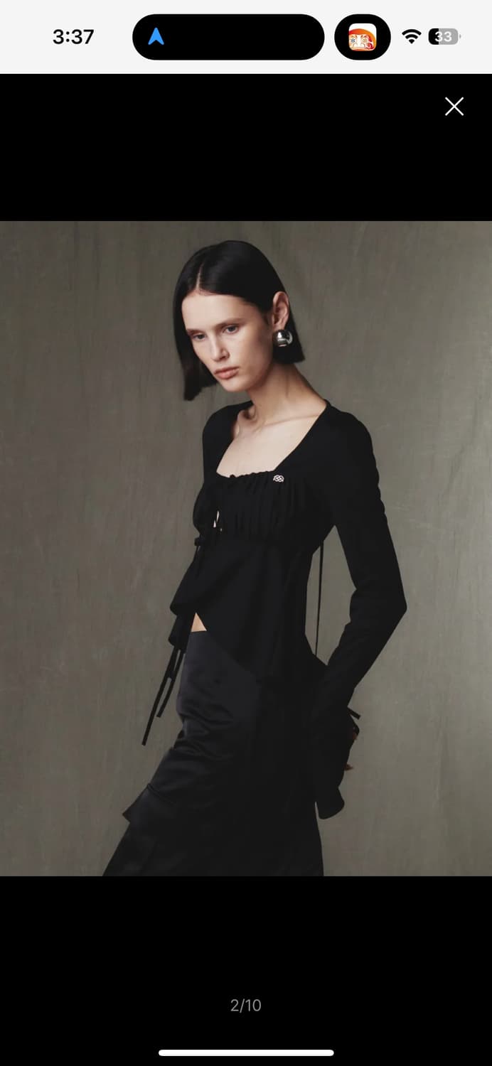 Kijun 기준 Shirring Tie Cardigan Black S 상품이미지2