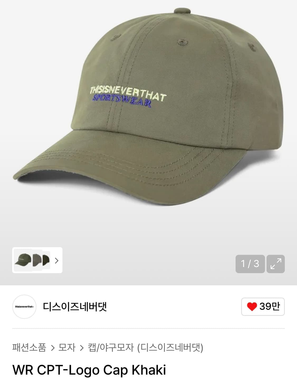 디스이즈네버댓 WR-CPT 로고 볼캡 모자 상품이미지3