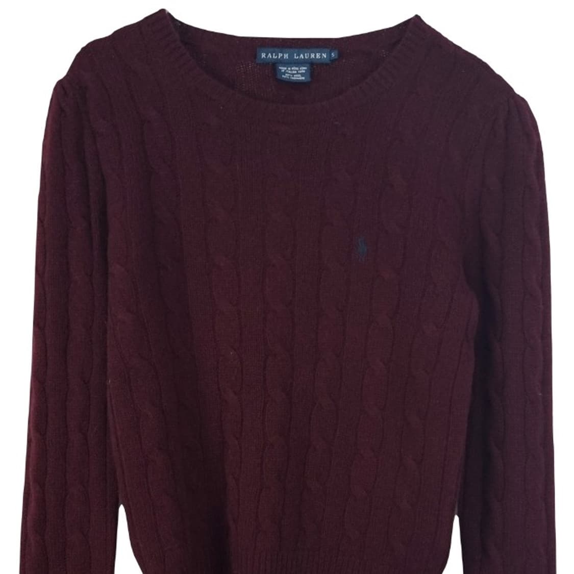 [폴로 랄프로렌] 퍼프 슬리브 케이블 꽈배기 니트 버건디 M18852 상품이미지4
