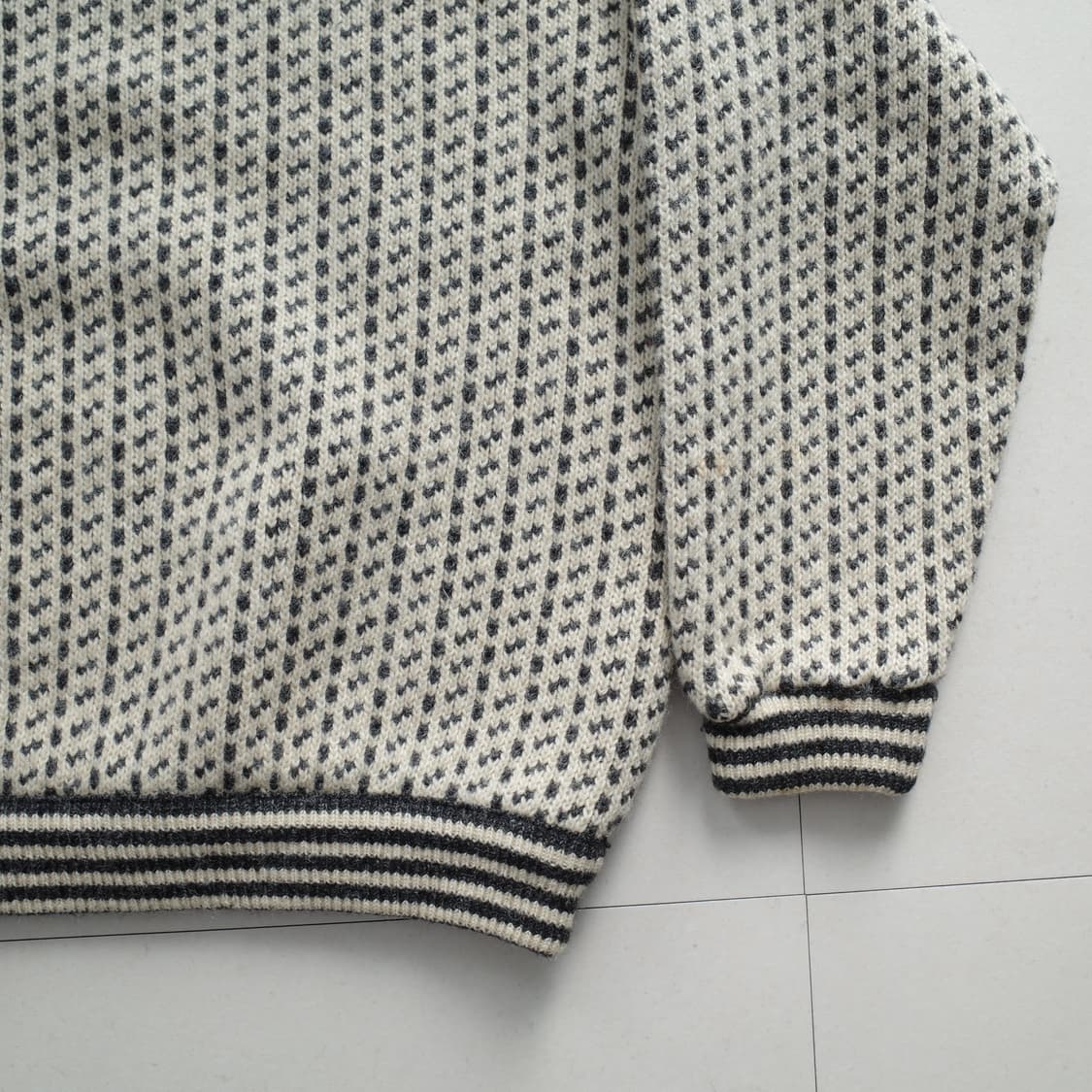 80s L.L.Bean 노르웨이 빈티지 울 레이온 버드아이 스웨터 니트 상품이미지9