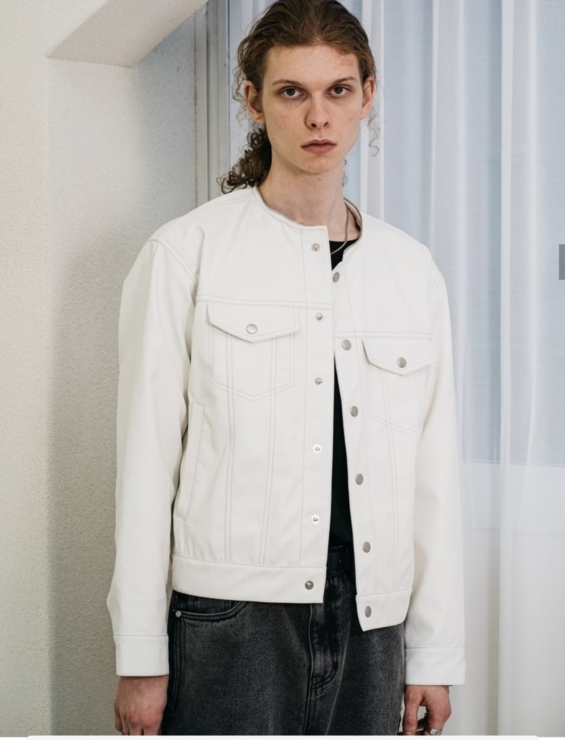 바스틱 비건레더 트러커자켓 카라탈부착 상품이미지6