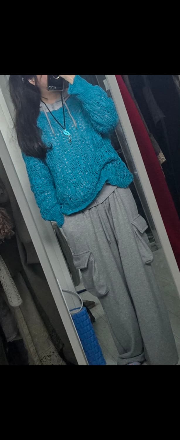 와걸 후드집업 청록니트 너드 모리 와이즈걸 상의셋 상품이미지1