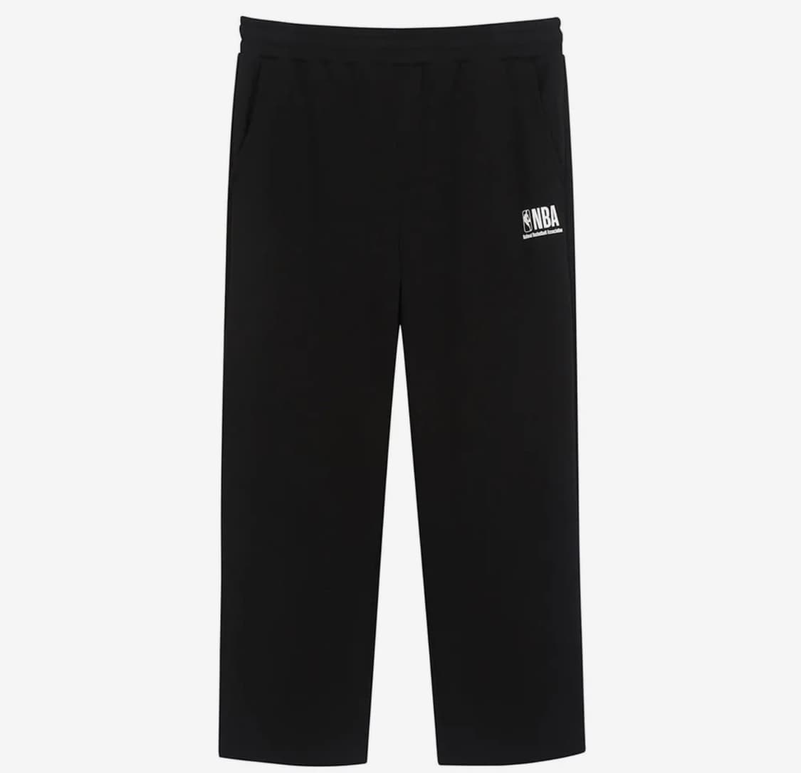 [새상품] L) NBA 엔비에이 융기모 스트레이트 츄리닝 바지 블랙 상품이미지1