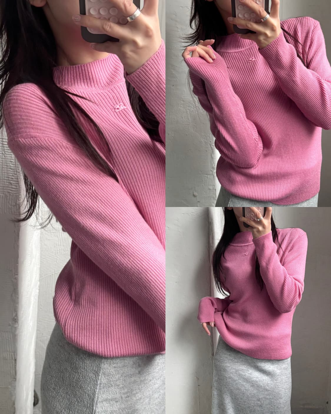 Courreges 꾸레쥬 핑크 모크넥 니트 상품이미지1