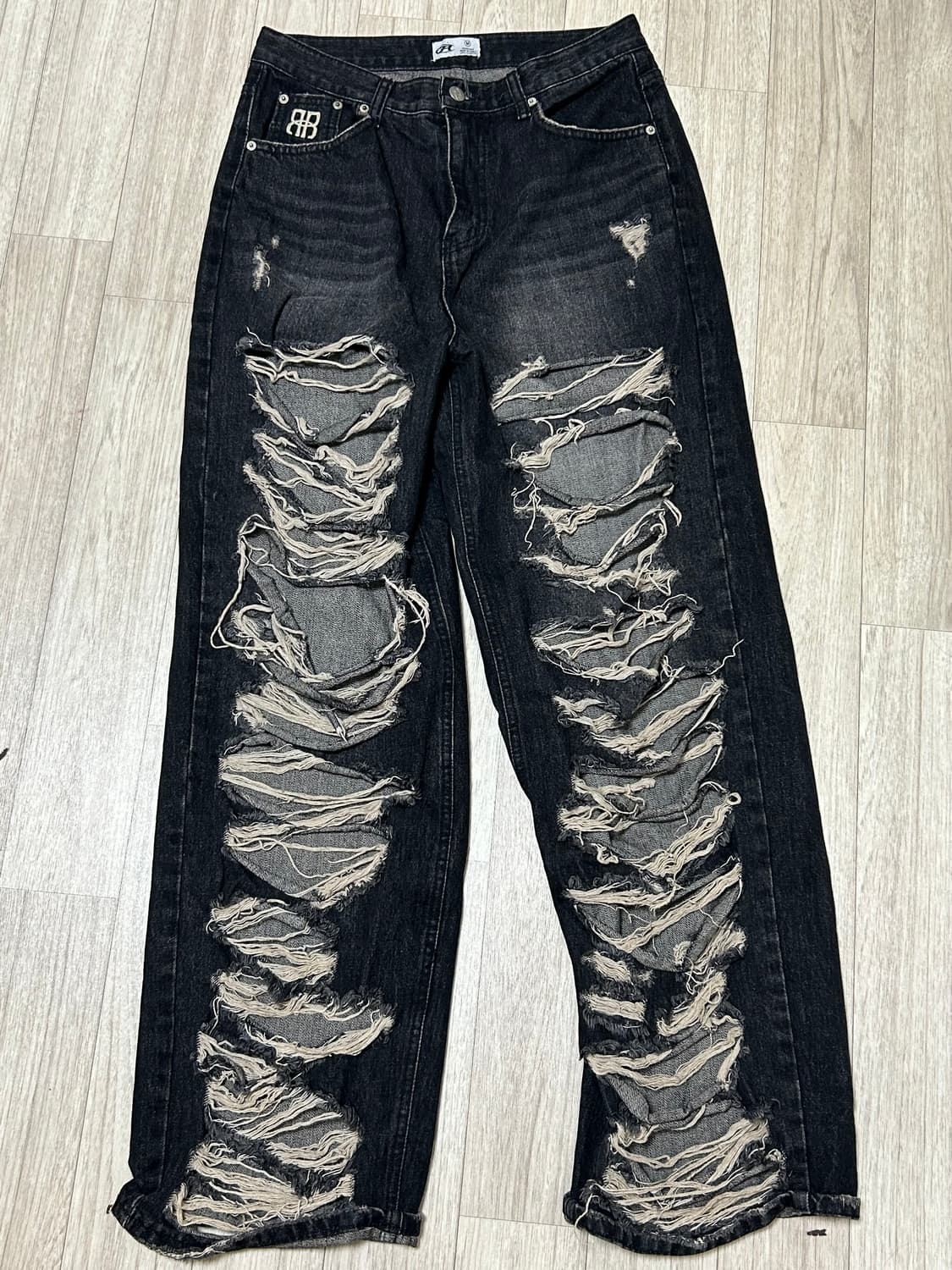 락케이크 데미지 팬츠 블랙  상품이미지2