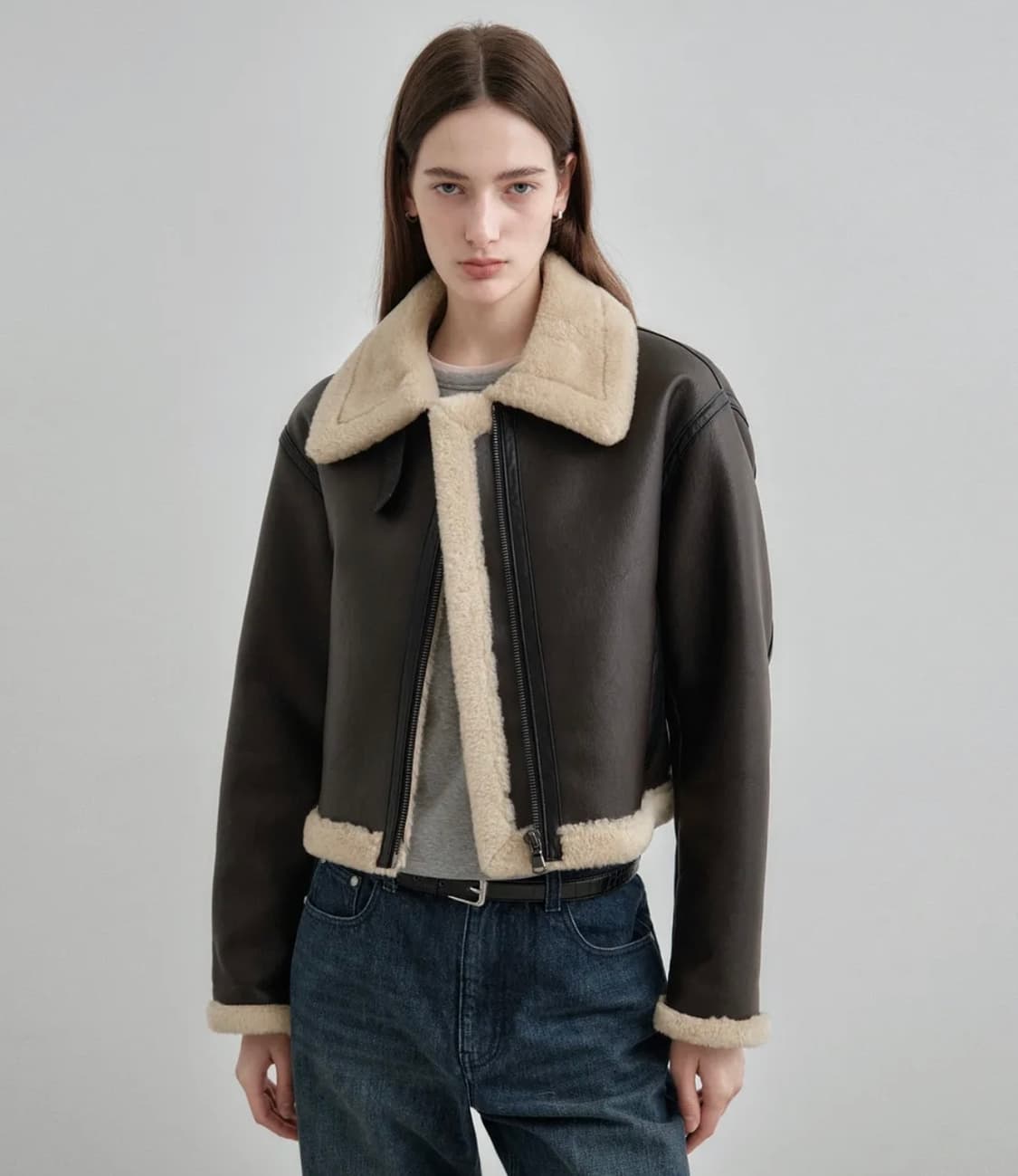 몽돌 페이크 퍼 무스탕 자켓 브라운 상품이미지3