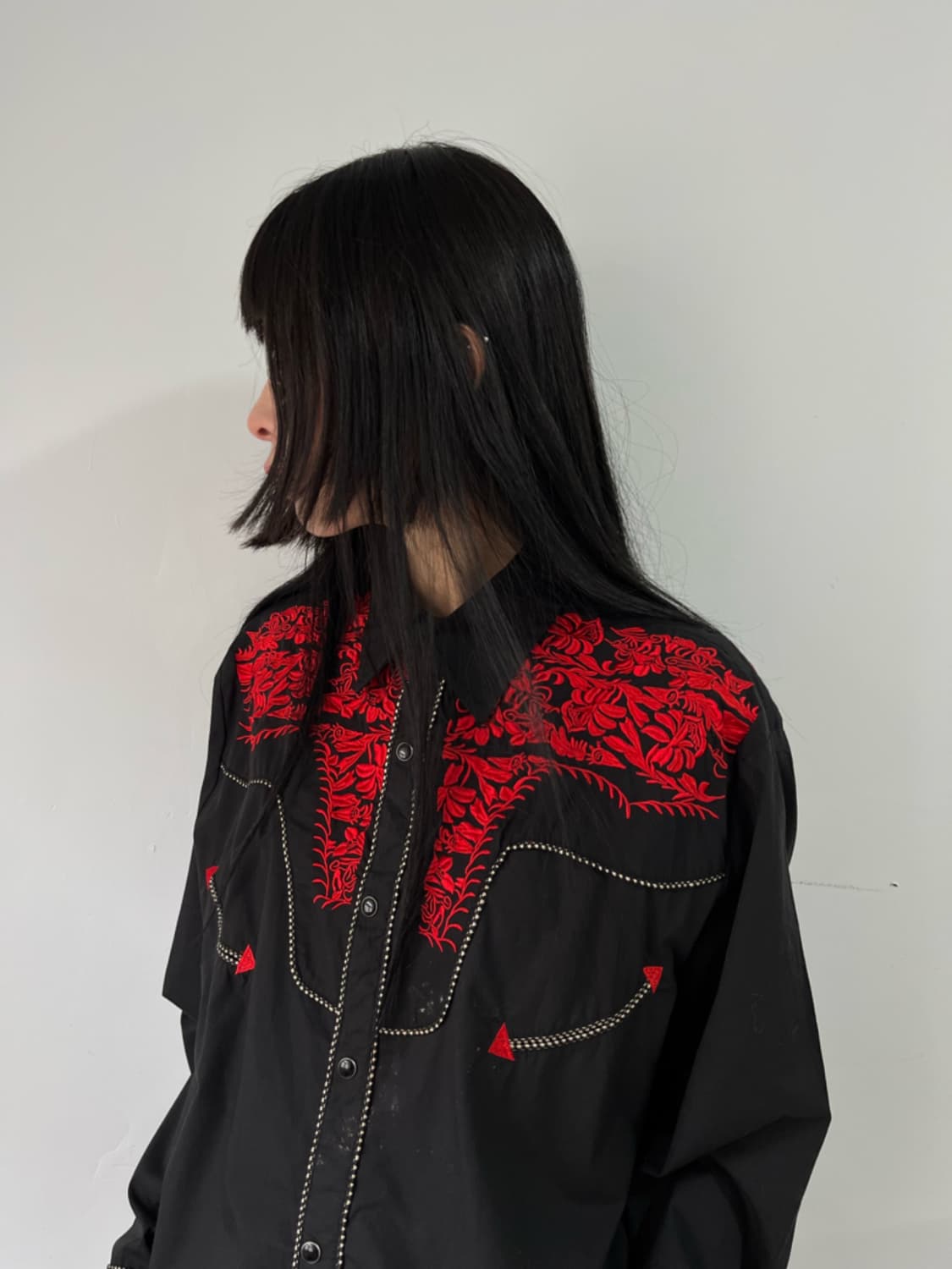 자수 디테일 웨스턴 셔츠 상품이미지1