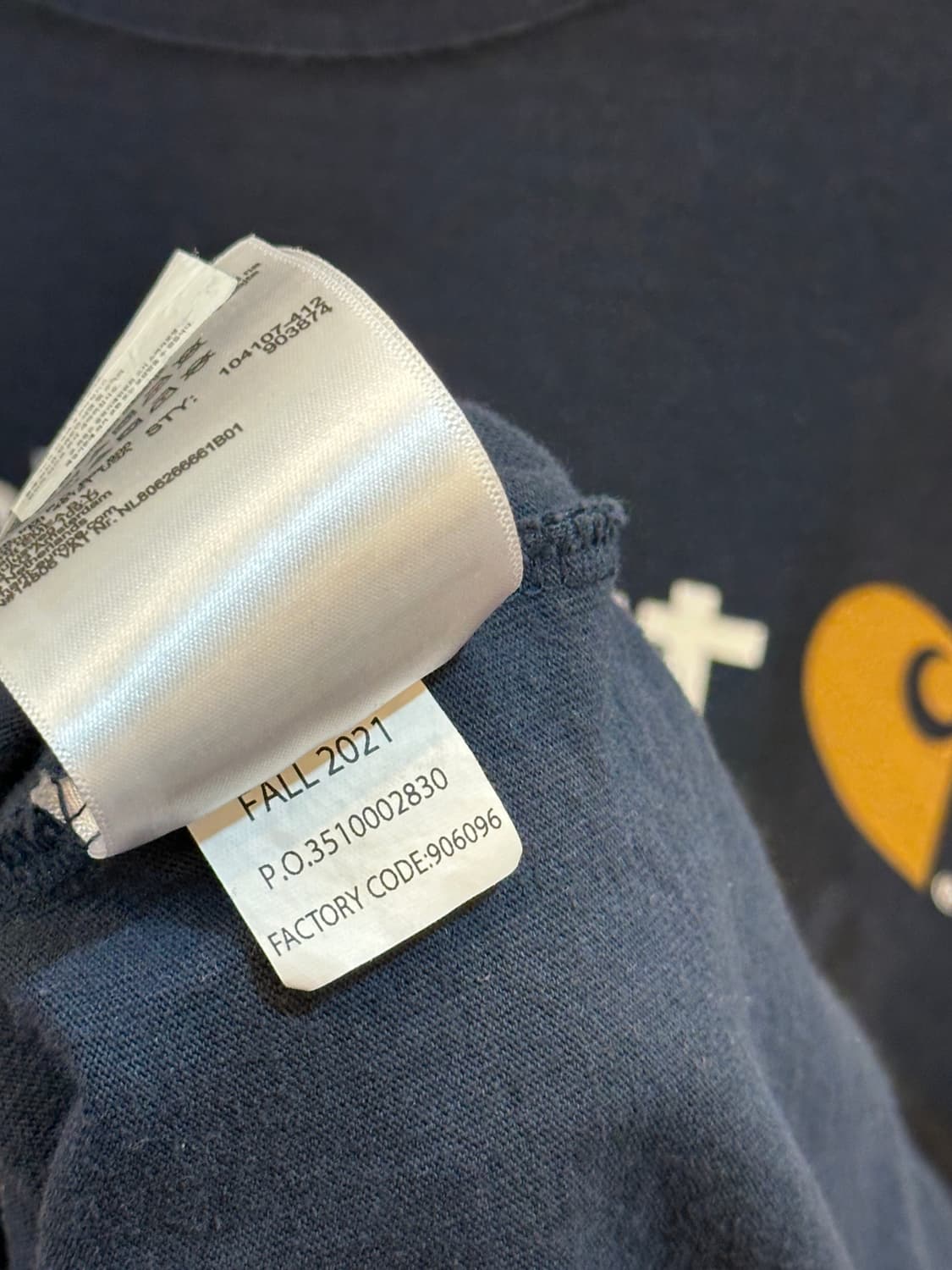 칼하트 롱 슬리브 긴팔 티셔츠 네이비 L 상품이미지5