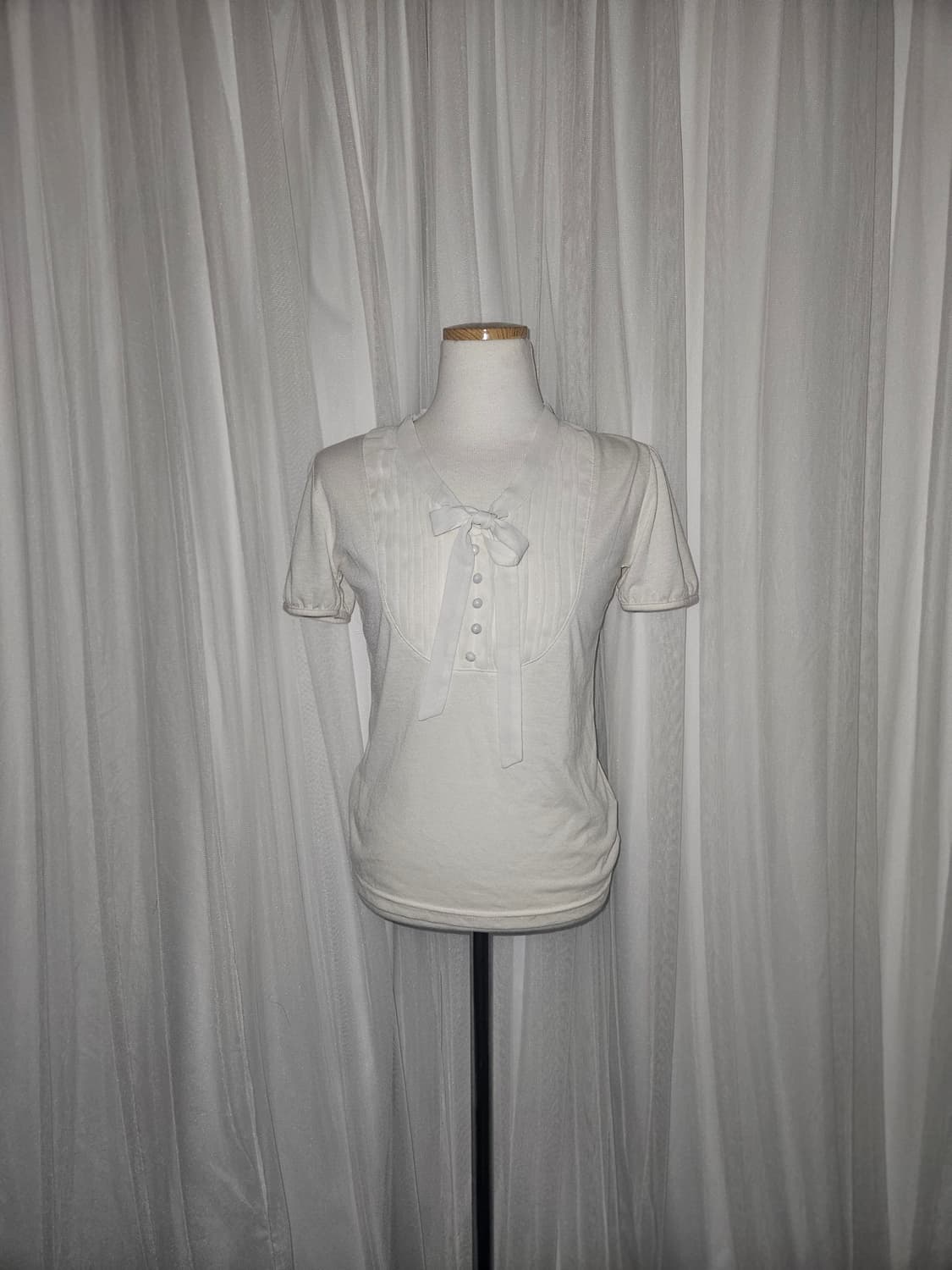 avv standard 바닐라 화이트 히메 리본 타이 블라우스 상품이미지2