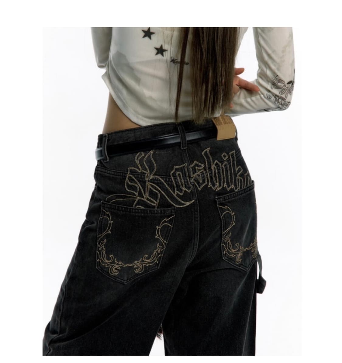 카시코 엠브로이드 워싱 팬츠 S 상품이미지1