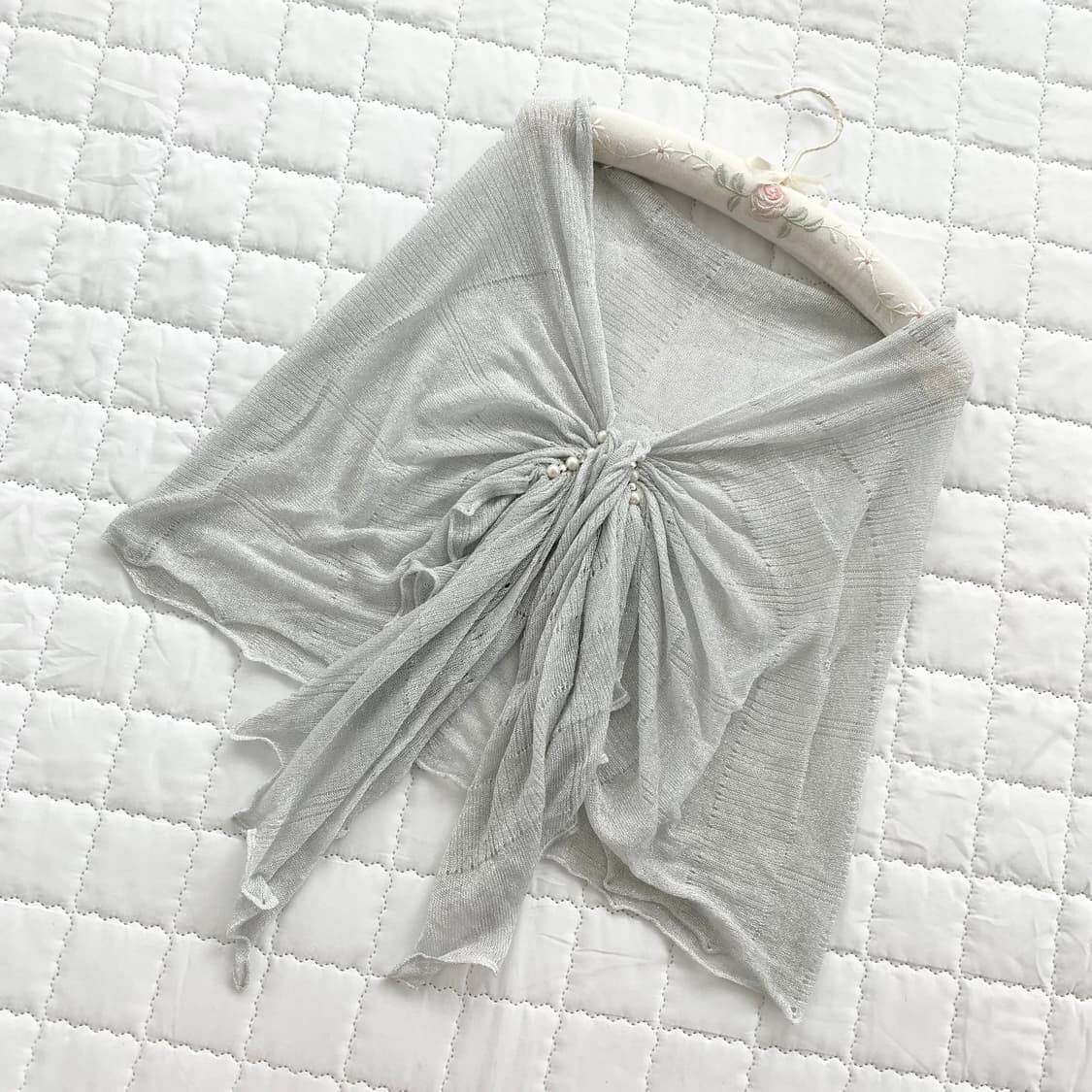 히메갸루 모리걸 ♥ 실버글리터 진주 큐빅 숄 가디건 상품이미지1