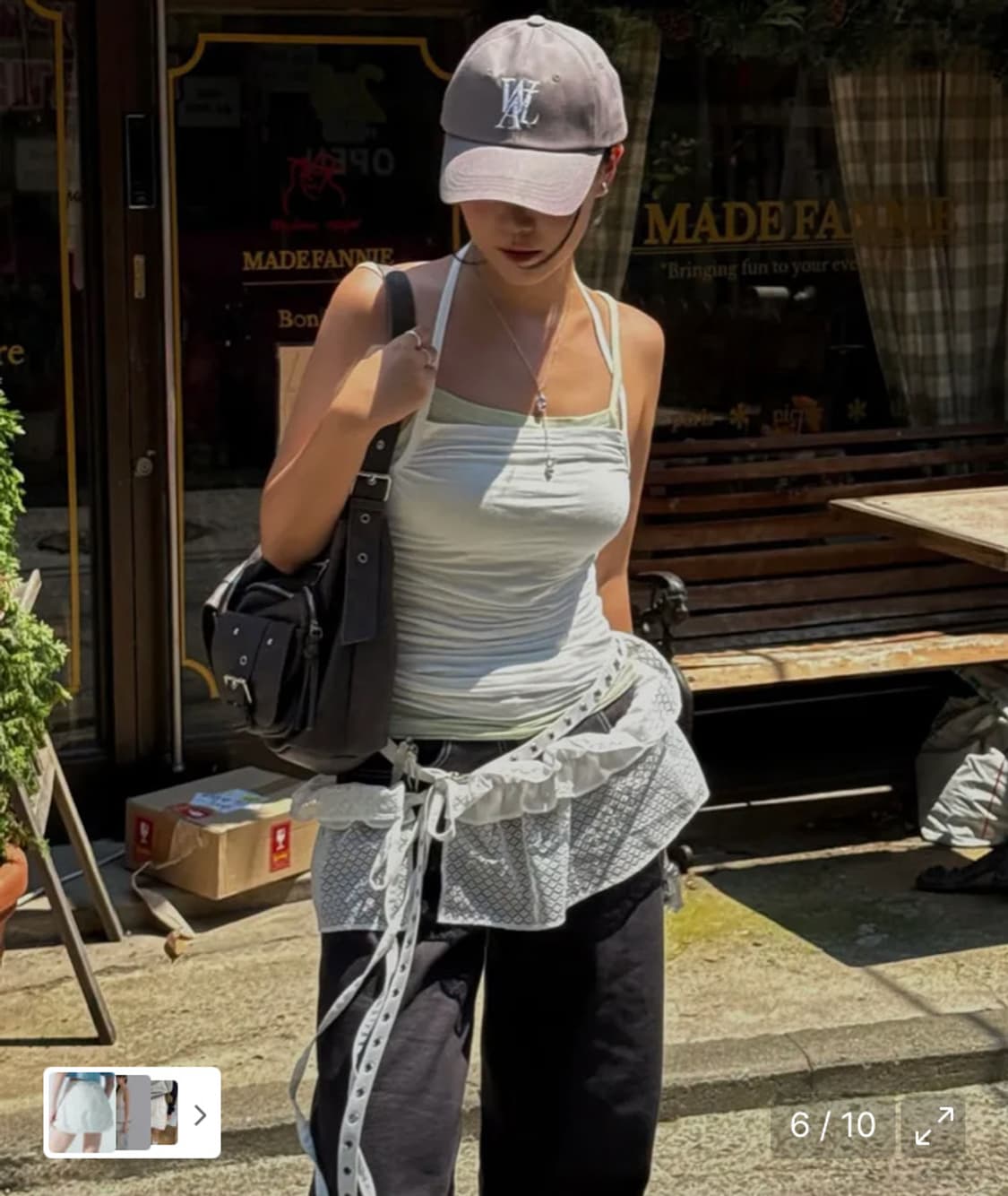 민더리 레이스 셔링 스커트 화이트 상품이미지2