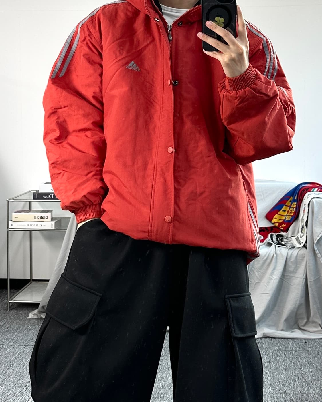 아디다스 00s 레드 그레이 점퍼 XL 상품이미지3