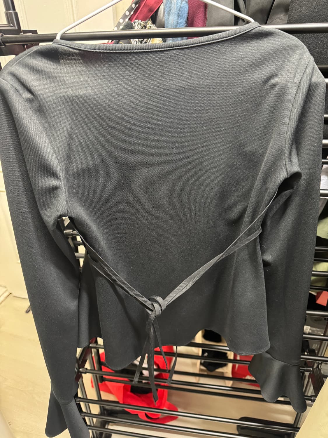 Kijun 기준 Shirring Tie Cardigan Black S 상품이미지9