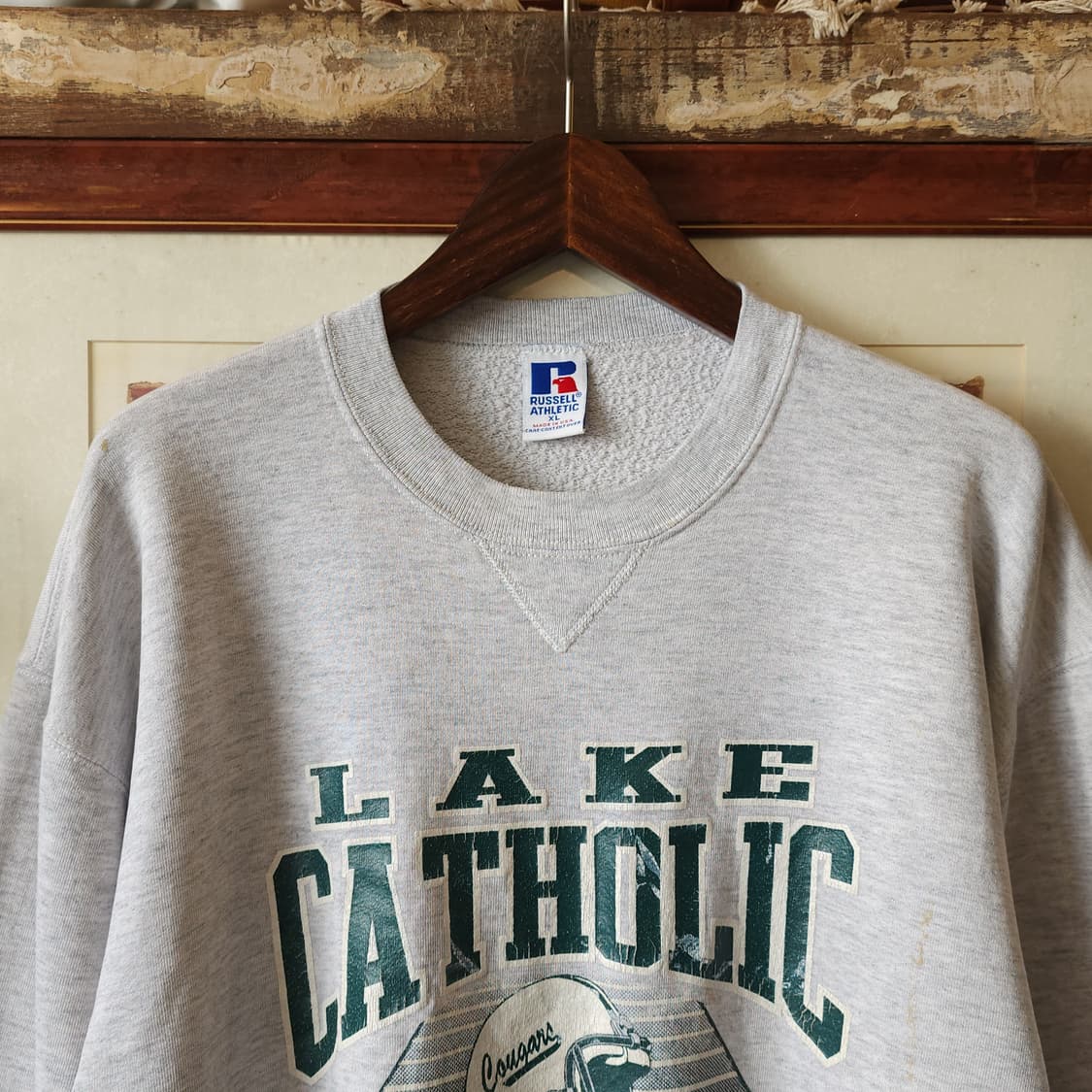 90s 러셀 후드 레이크 캣홀릭 미국 오리지널 빈티지 스웻셔츠 XL 상품이미지3