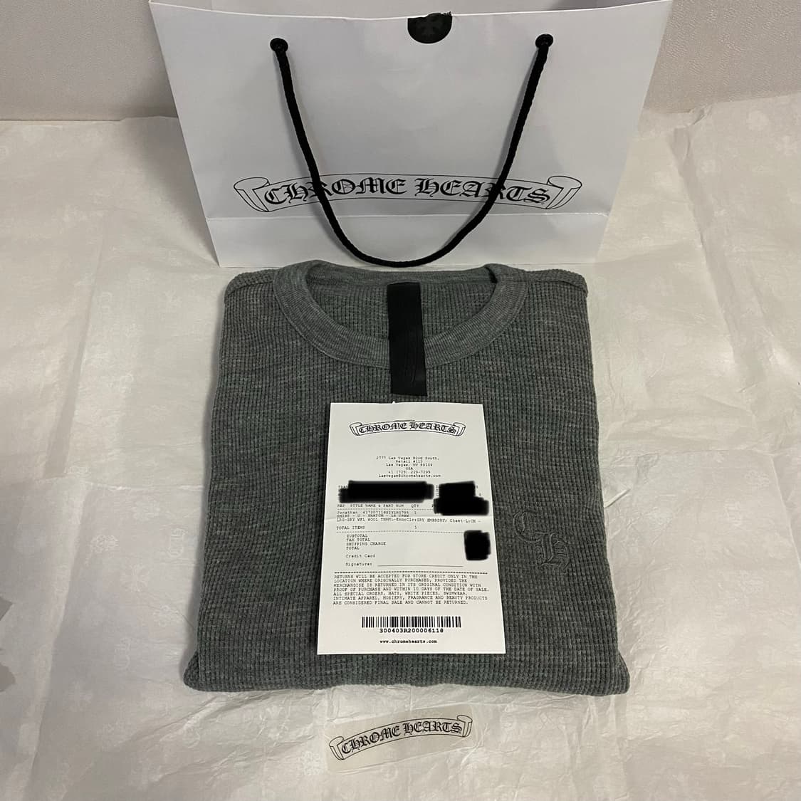 [L] 크롬하츠 CH 레터 와플 써멀 롱슬리브 티셔츠 그레이 상품이미지1