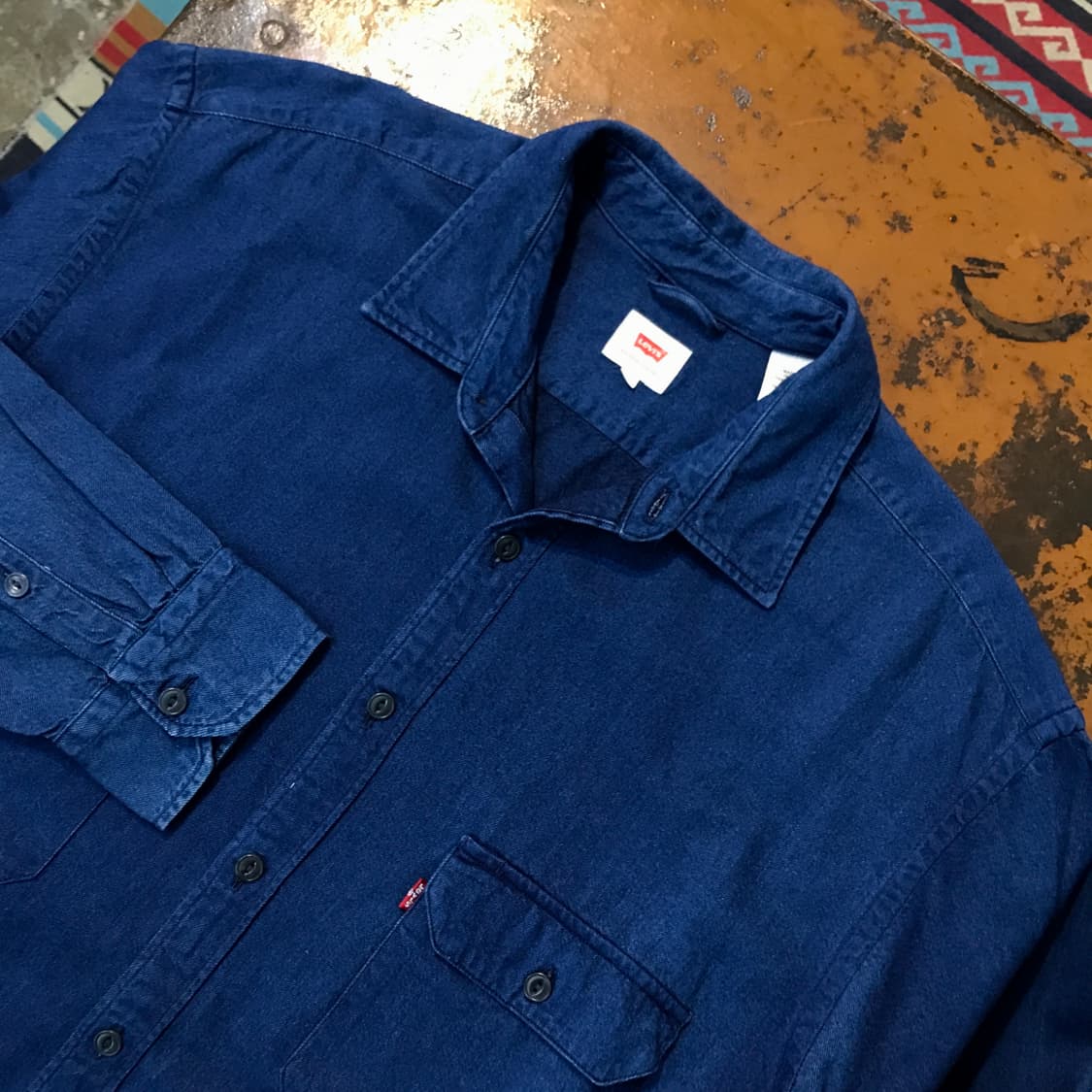 리바이스 투포켓 진청 생지 데님 셔츠 남성 110 115 빅사이즈 상품이미지3