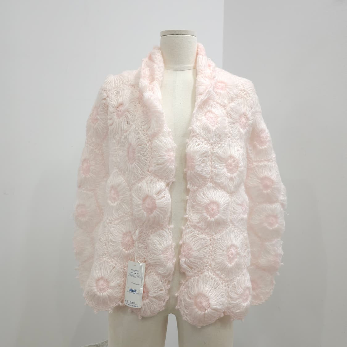 핑크 꽃장식 뜨개 머플러 숄  상품이미지1