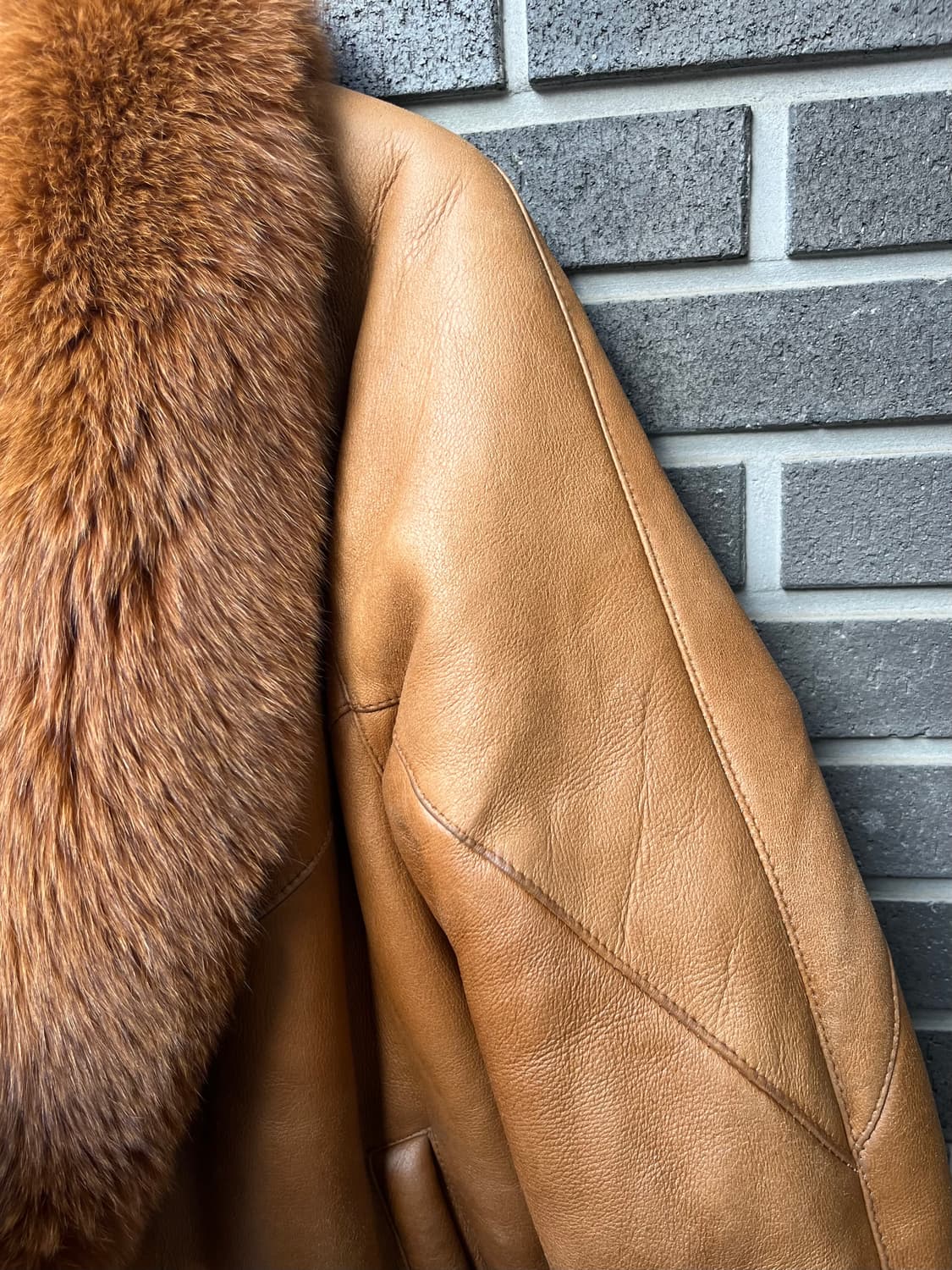 90s CAREER 폭스퍼 램스킨 자켓 브라운 상품이미지6