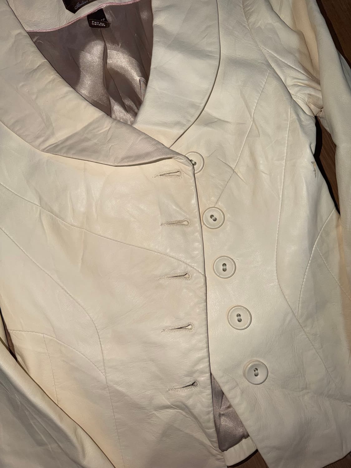 화이트 가죽 자켓 상품이미지2