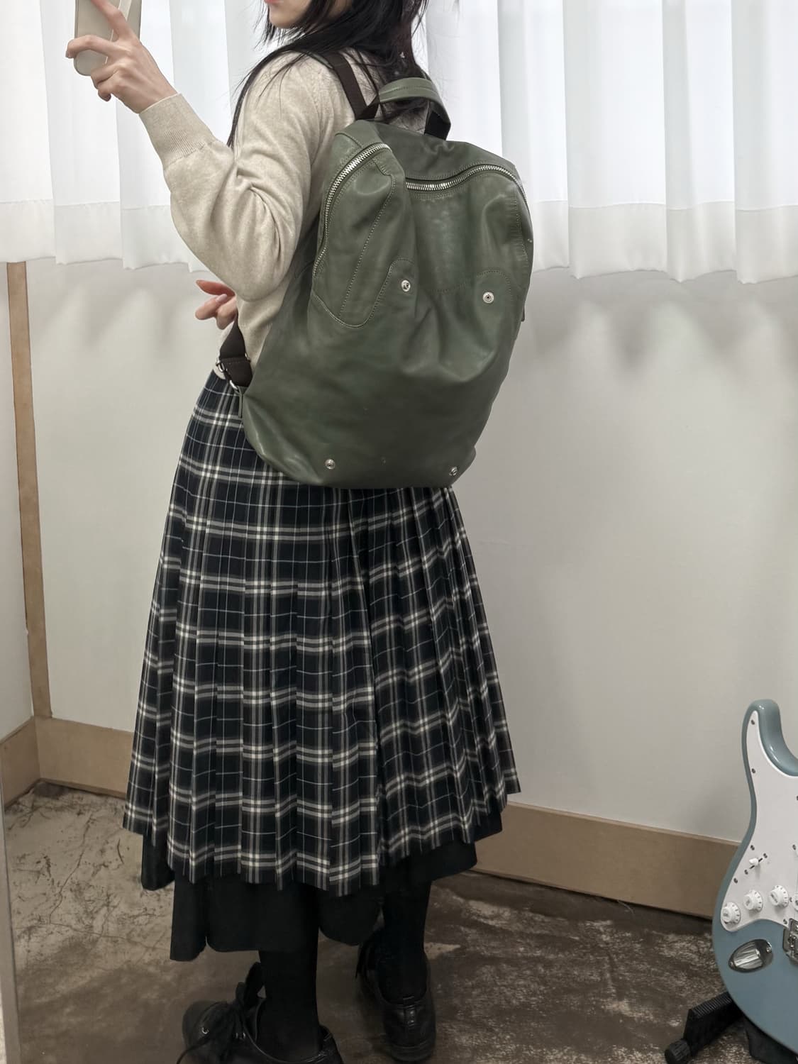 메종 마르지엘라 카키 레더 백팩 상품이미지2
